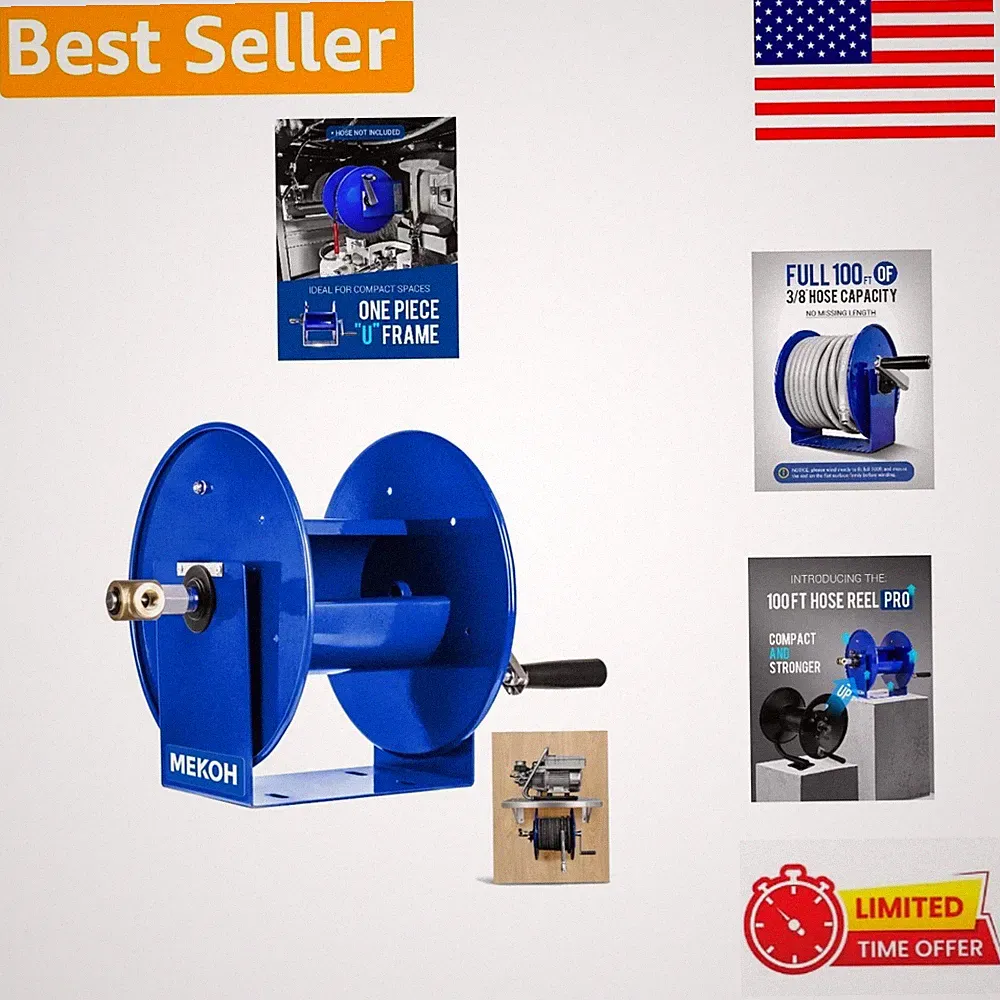 Compact 200FT Pressure Washer Hose Reel with M22 Fitting – 4500 PSI Strength