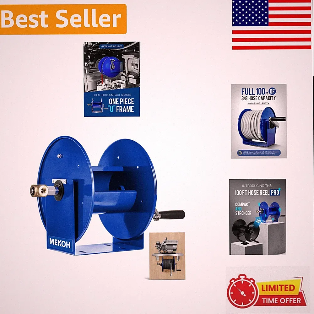 Compact 200FT Pressure Washer Hose Reel with M22 Fitting – 4500 PSI Strength