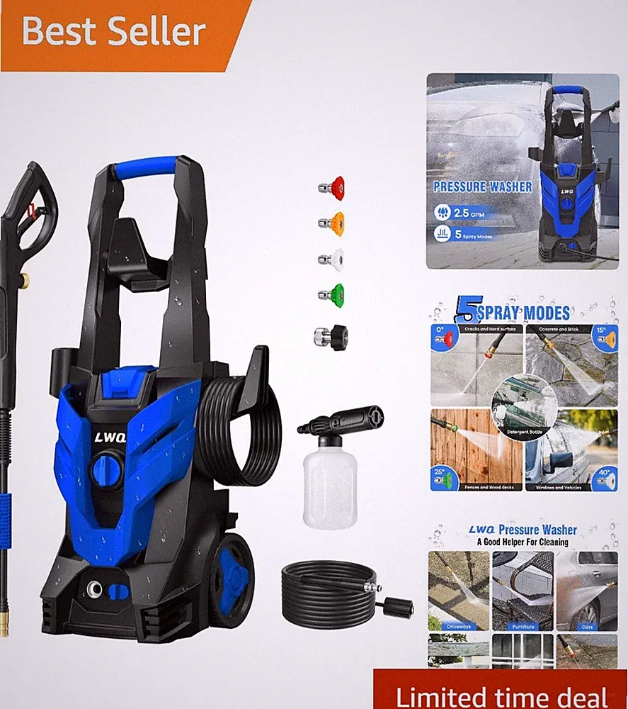 Compact 2030 PSI Pressure Washer for Cars & Patios with Easy Storage Solution