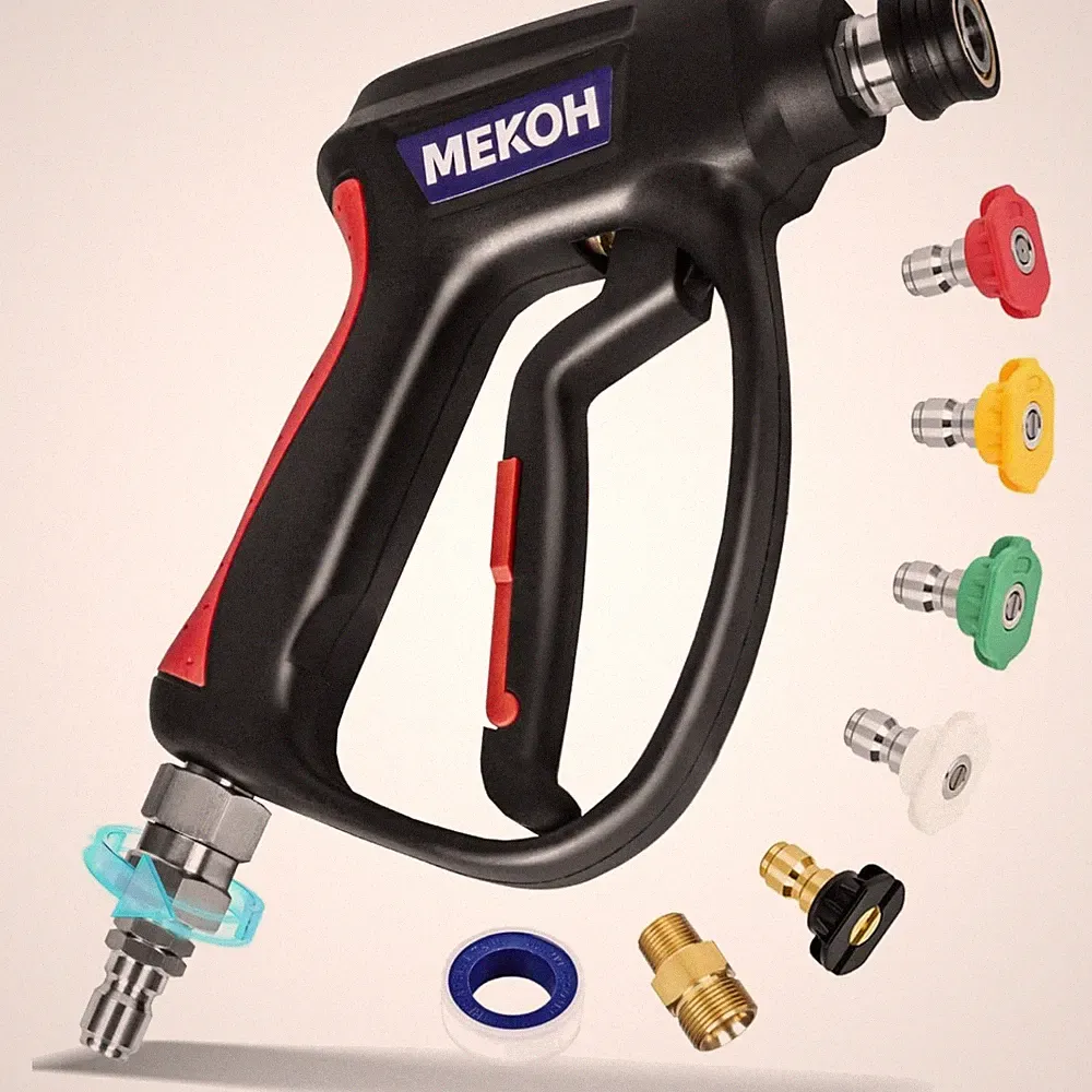 Compact 5000 PSI High Power Pressure Washer Gun with 360° Swivel & Nozzle Set