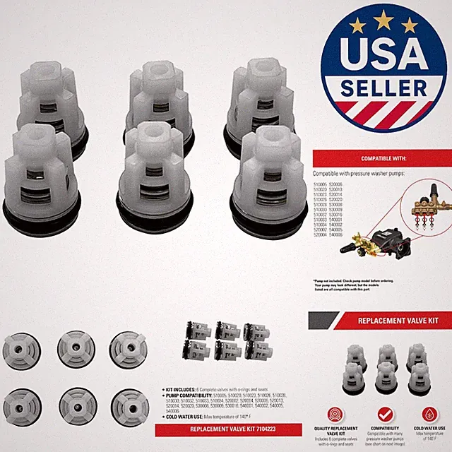 Compact and Durable Pressure Washer Valve Kit - 6 Valves Included, Certified