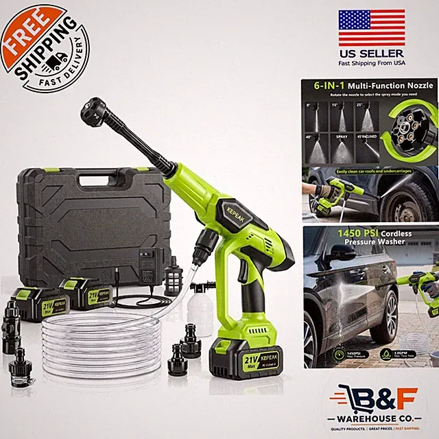 Compact Cordless Power Washer - 30 Min Battery Life, Easy to Store & Use