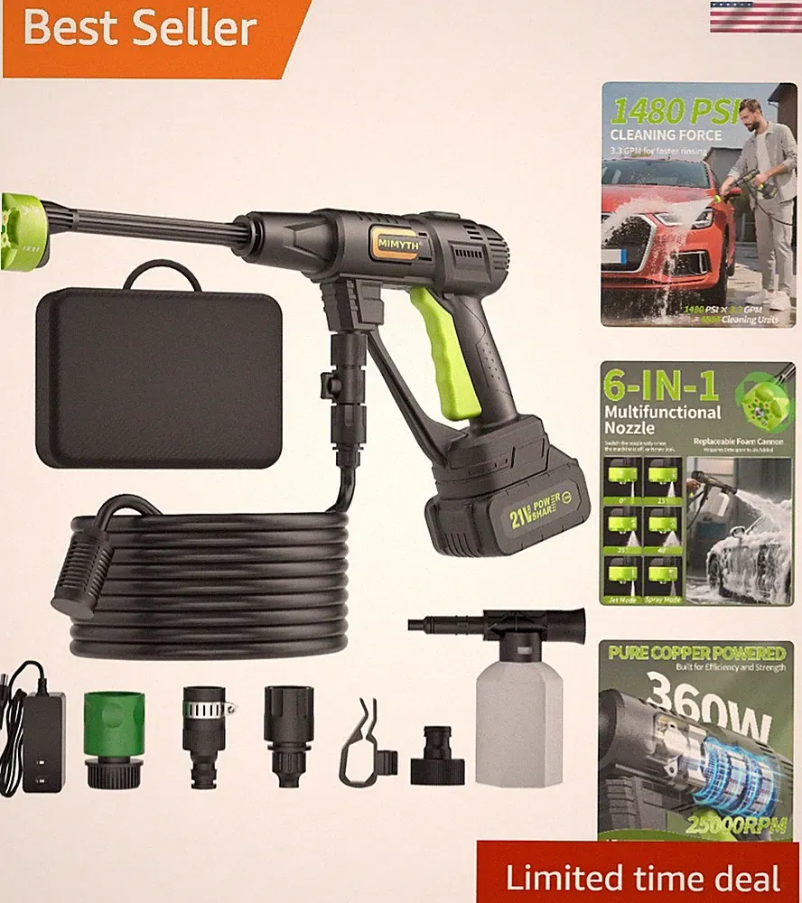 Compact Cordless Pressure Washer - 4LBS, 40 Min Runtime, Ideal for Home Cleaning