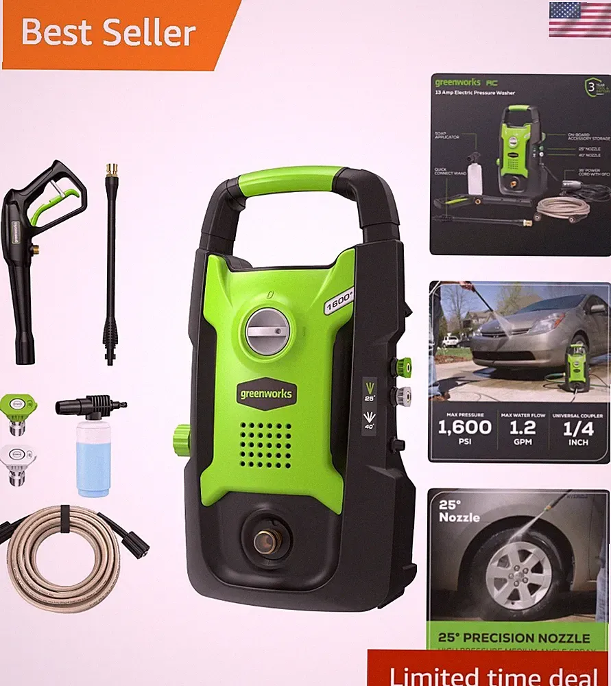 Compact Electric Pressure Washer - 1.2 GPM, 20 FT Hose for Versatile Outdoor Use