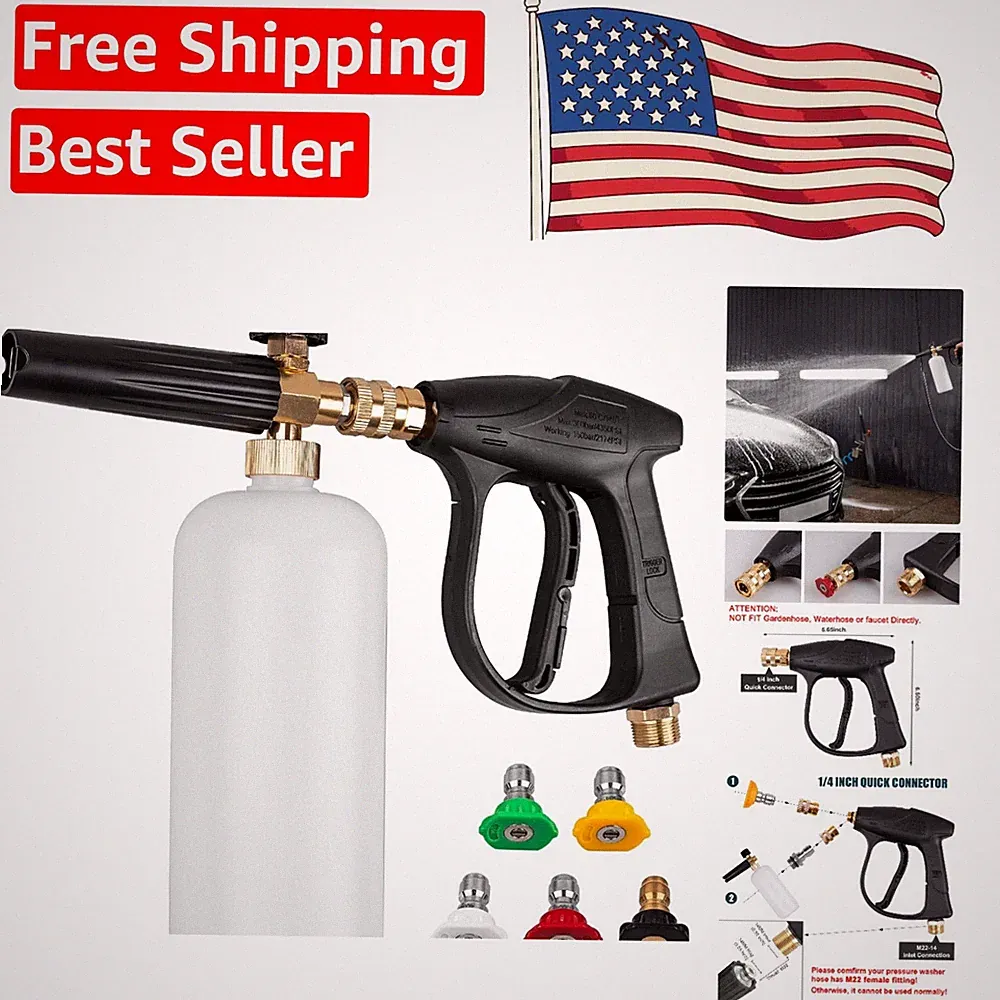 Compact Foam Cannon Pressure Washer Gun - 2000 PSI with Adjustable Nozzles