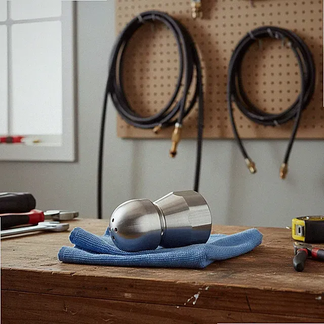 Compact Hydro Jet Nozzle for Sewers - 3/8 Inch, 4000 PSI, Lightweight Design