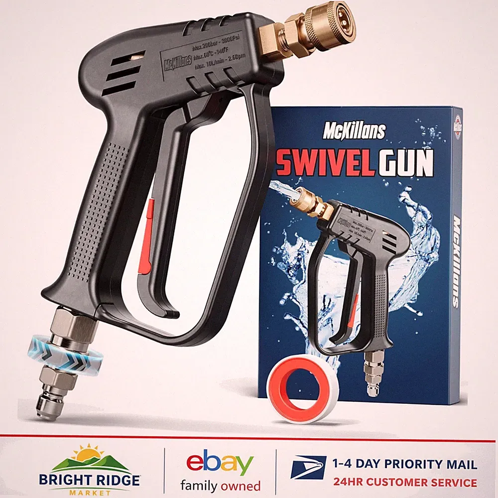 Compact Pressure Washer Gun with Preinstalled Fittings and Easy Maneuverability