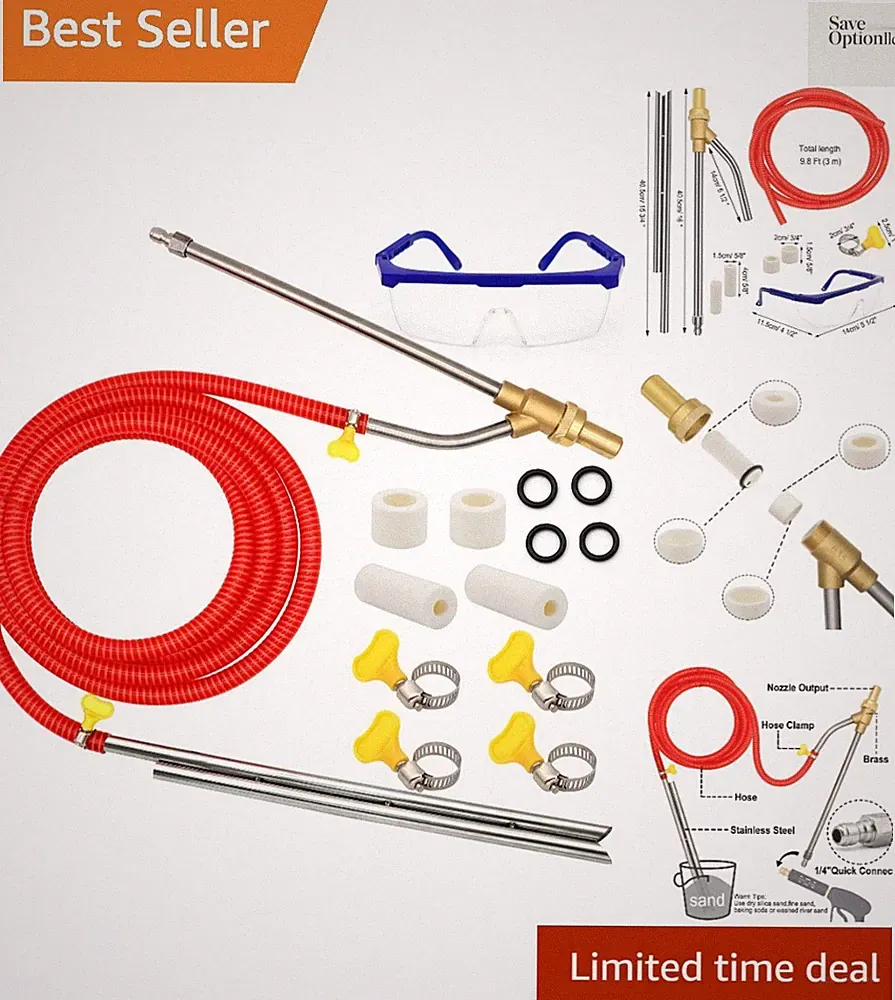 Complete 13-Piece Pressure Washer Sandblasting Kit for Heavy-Duty Cleaning