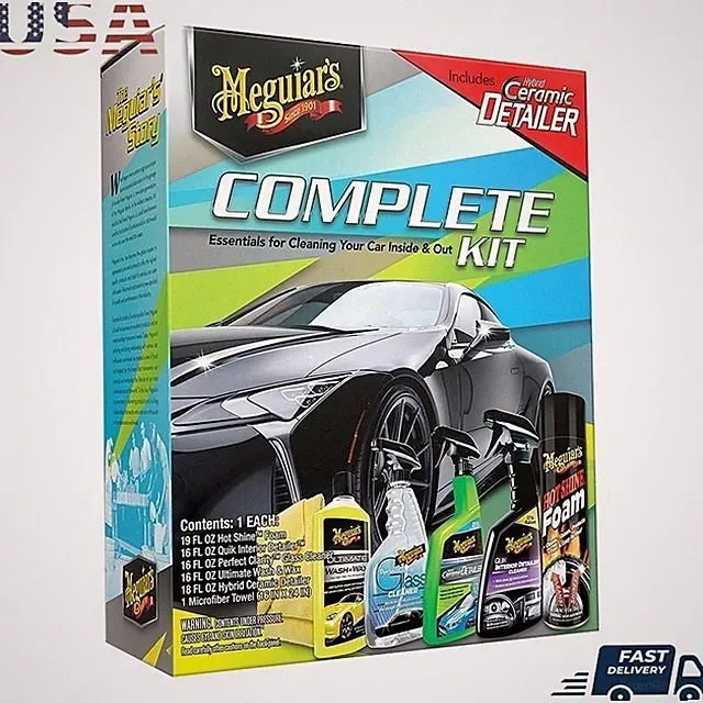 Complete Car Care Kit 6 Pc Auto Detail Set Wash Wax Glass Cleaner Tire Foam New