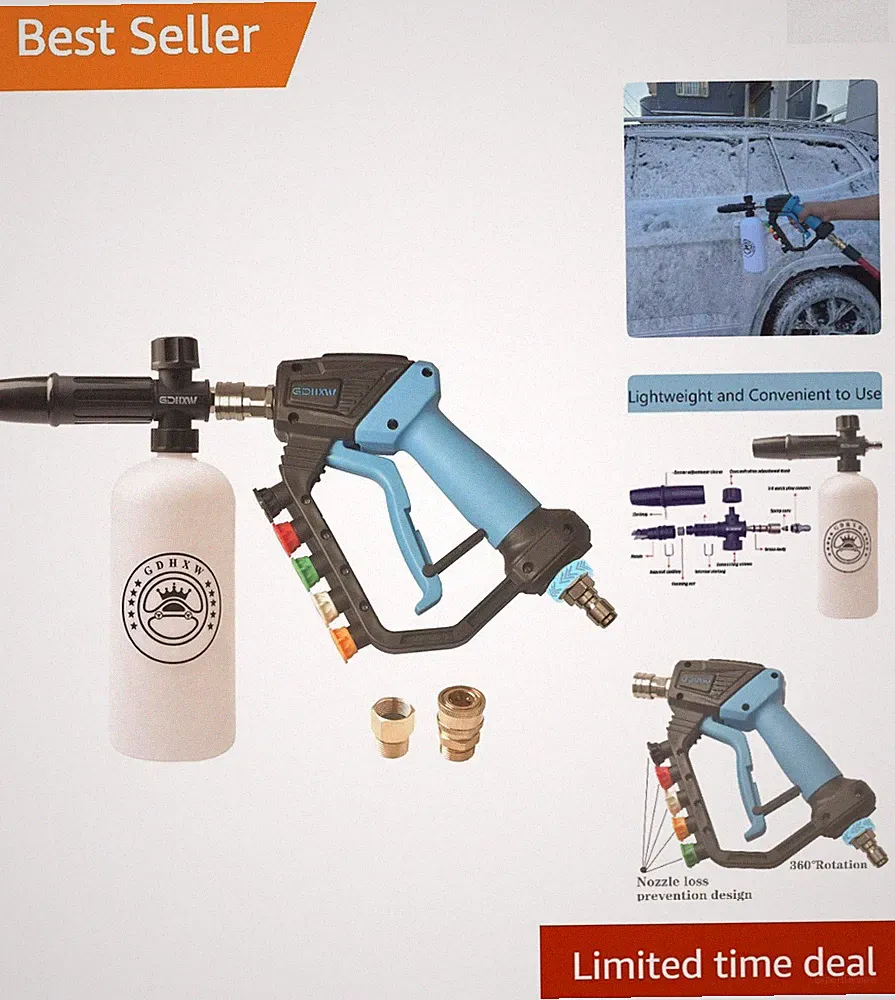 Complete Pressure Washer Kit: 5000 PSI Gun, Foam Cannon, 5 Nozzles & Adapters