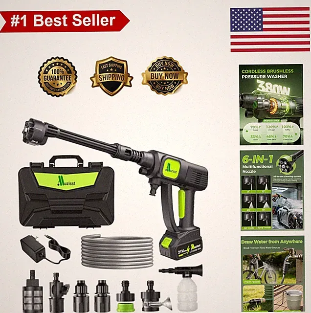Cordless Car Washer 1250PSI Portable Self-Priming Pressure Washer with Battery