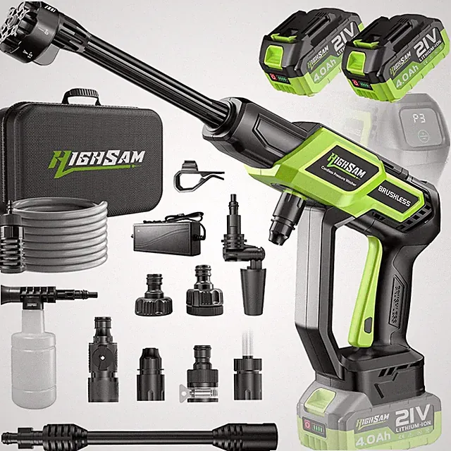 Cordless Car Washer with 2 Batteries, 6 Nozzles & 16.4FT Hose - Portable Tool