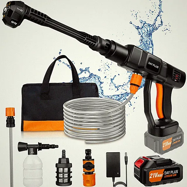 Cordless Electric High Pressure Washer Car Wash Cleaner with 21V 3000mAh Battery