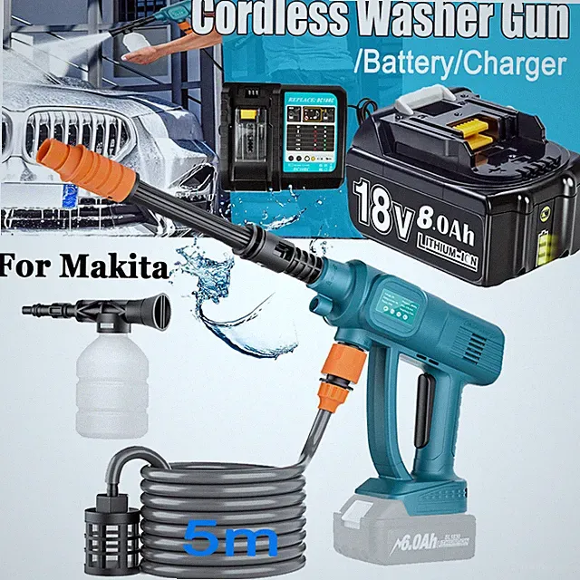 Cordless Electric High Pressure Washer Spray Gun/Battery/Charger For Makita 18V