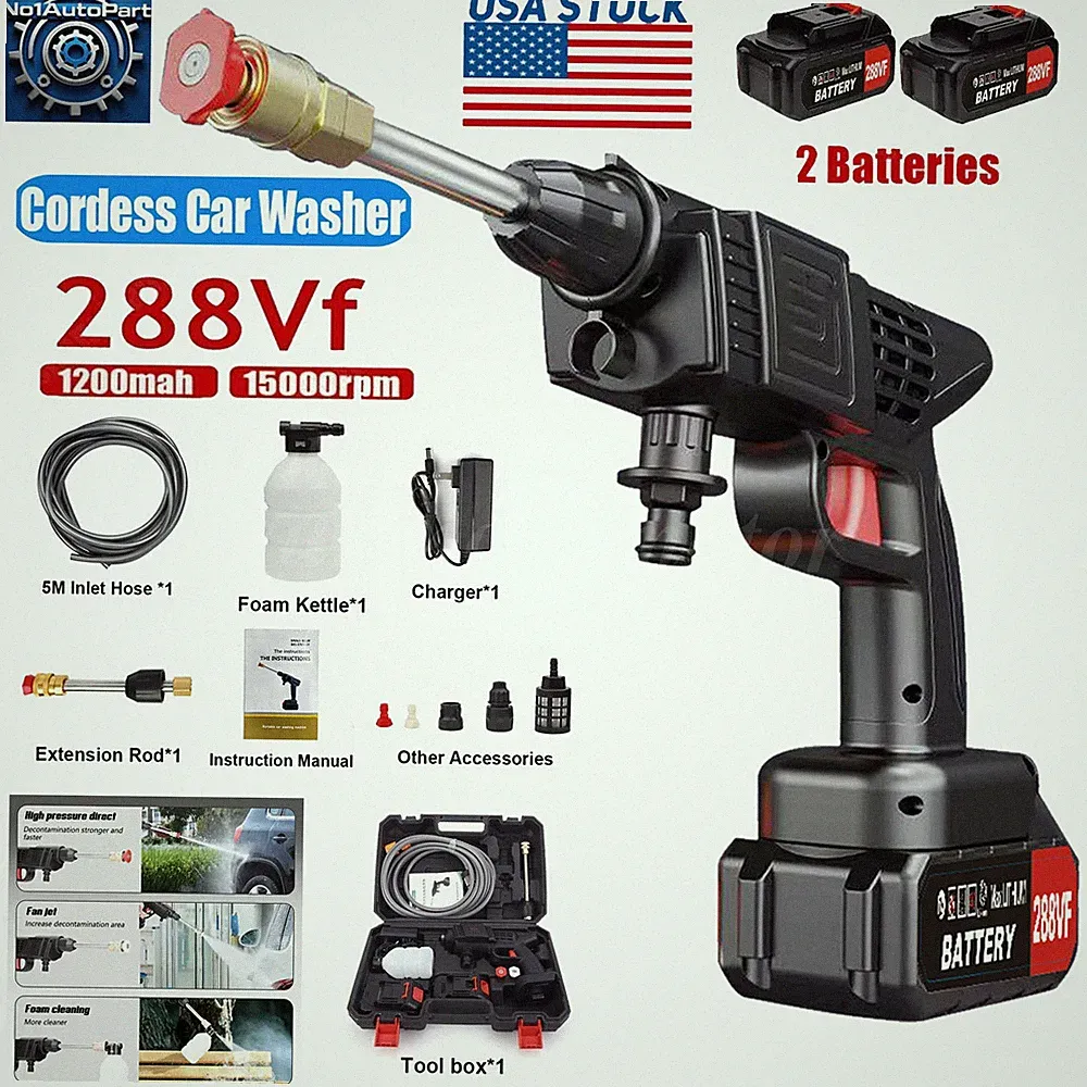 Cordless Electric High Pressure Water Spray Car Gun 970PSI Portable Washer Clean