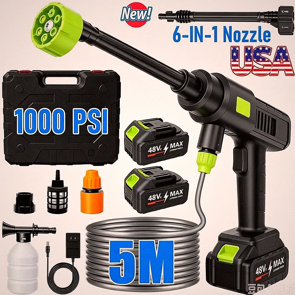 🔥 Cordless Electric High Pressure Water Spray Gun Portable Car Washer Cleaner
