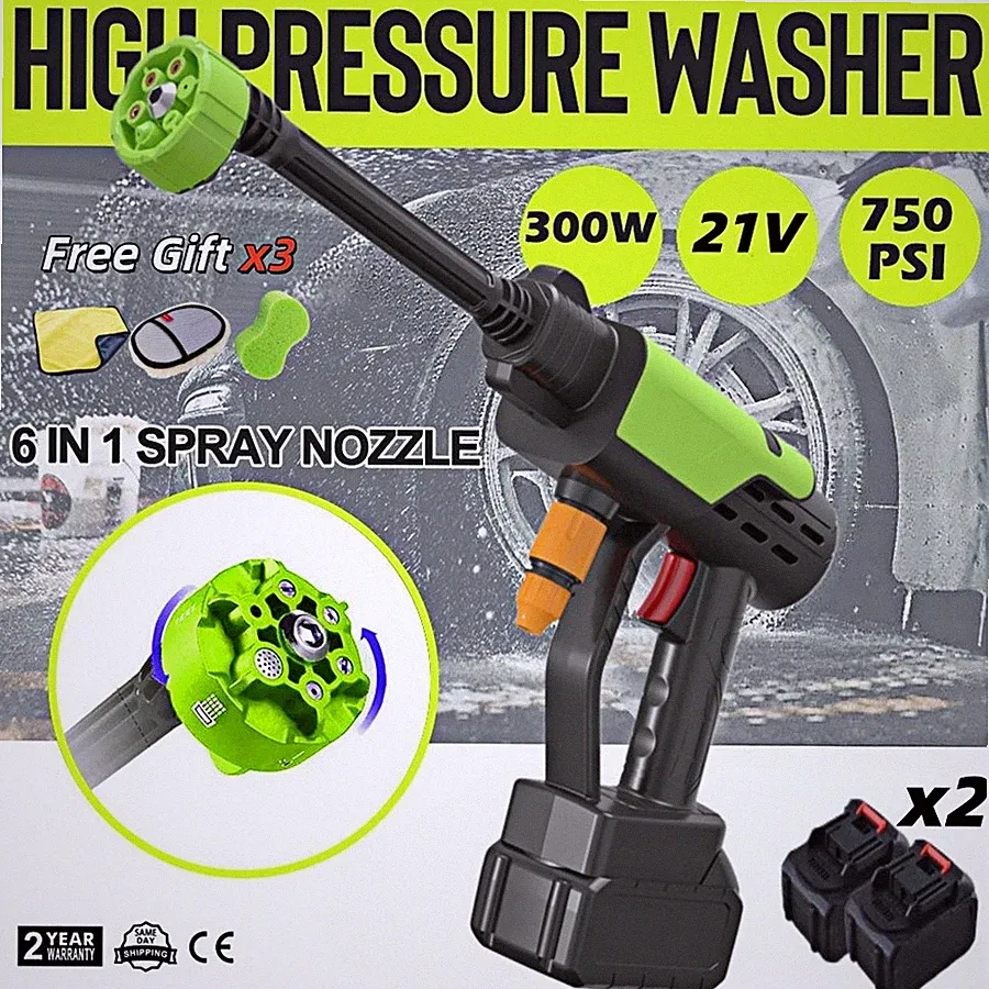 Cordless Electric High Pressure Water Spray Gun Portable Car Washer Cleaner Home