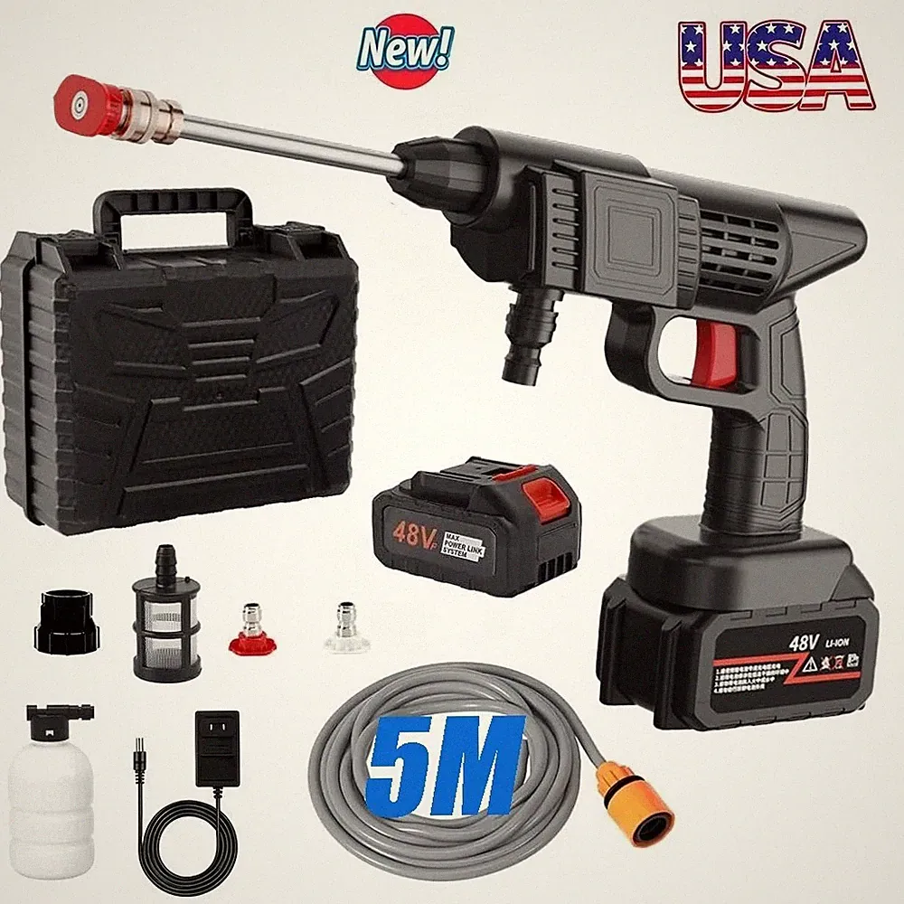Cordless Electric High Pressure Water Spray Gun Portable Car Washer Cleaner NEW