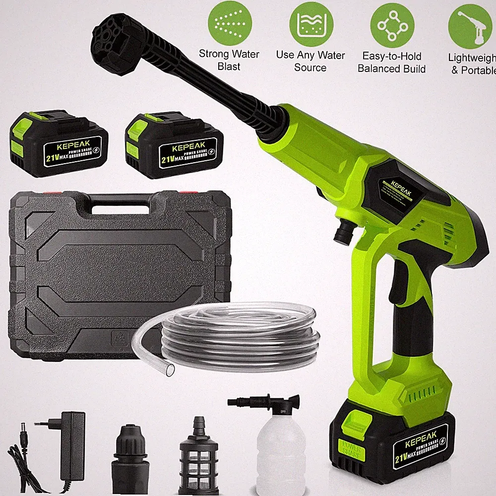 Cordless Electric High Pressure Water Spray Gun Portable Car Washer Cleaner Tool
