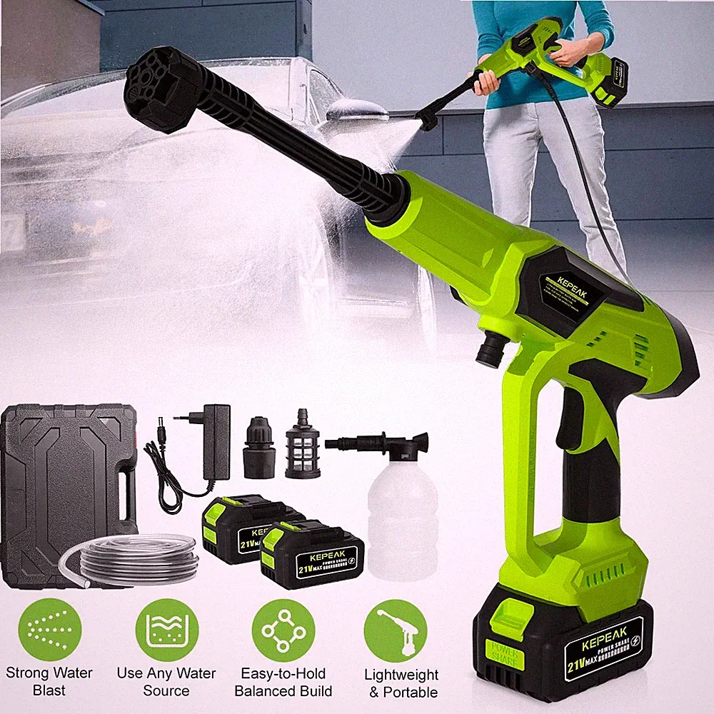 Cordless Electric High Pressure Water Spray Gun Portable Car Washer Cleaner Tool