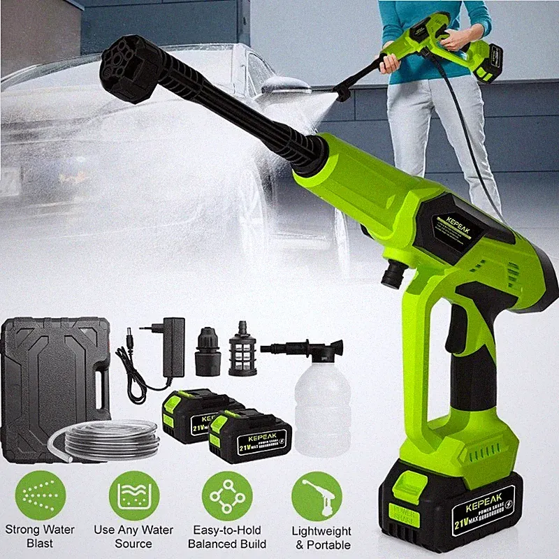 Cordless Electric High Pressure Water Spray Gun Portable Car Washer Cleaner Tool