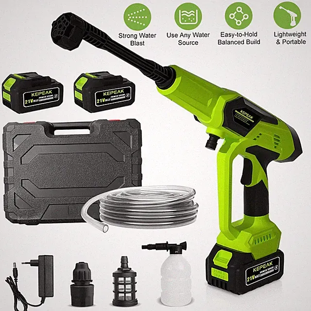 Cordless Electric Pressure Washer 21V Portable Car Wash Cleaner 5M Hose Foam Kit