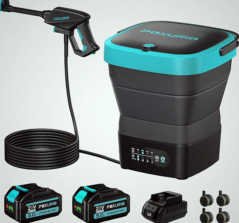 Cordless Foldable Pressure Washer with 2x5.0Ah Battery, 4.5Gal Tank 10FT Hose