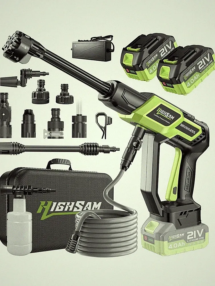 Cordless Handheld Washer,1500Psi Brushless Portable Cleaning Tool | 2×4000Mah