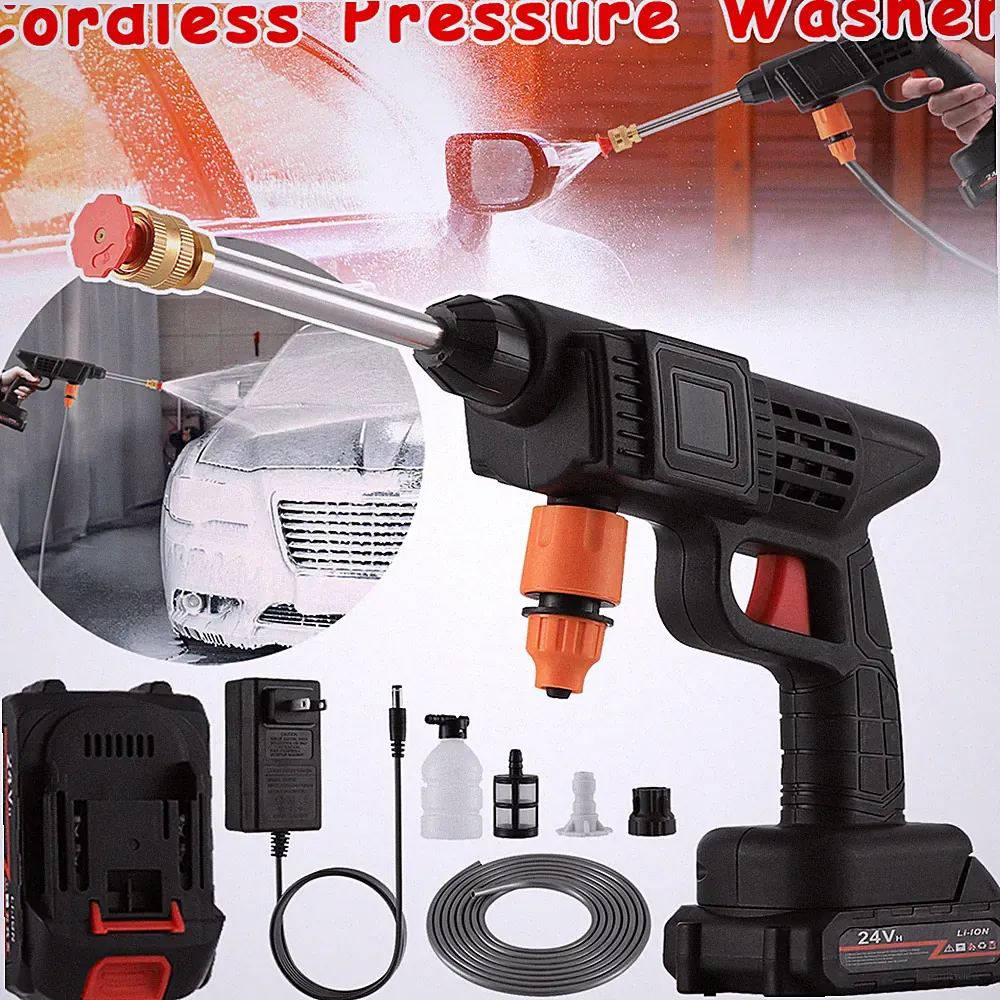 Cordless High Pressure Car Washer with Dual Batteries Electric Power Cleaner 24V