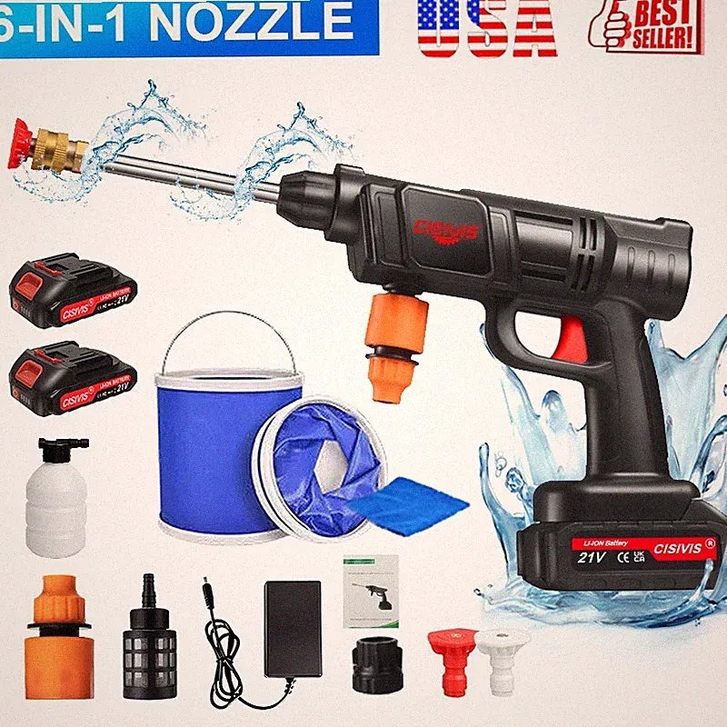 Cordless High Pressure Car Washing Gun Pressure Washer Gun with 2 Battery