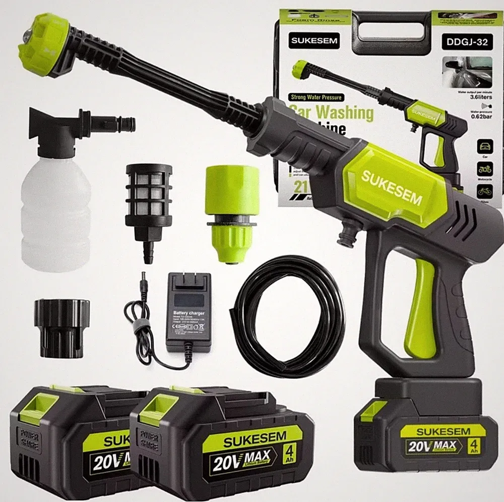 Cordless High Pressure Washer Rechargeable Battery Portable Wash 2 Batteries