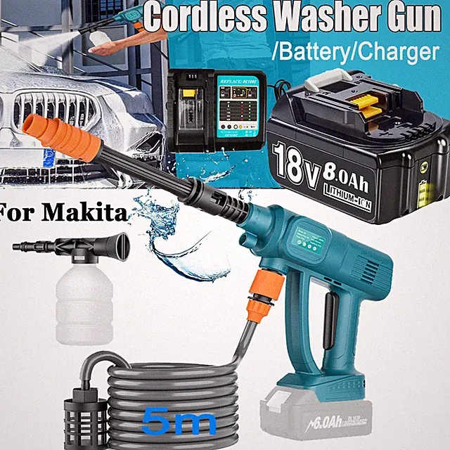 Cordless High Pressure Washer Spray Gun/Battery/Charger For Makita 18Volt LXT