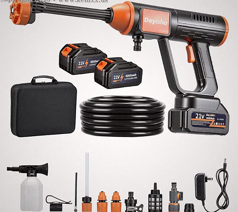 Cordless High Pressure Washer with Brushless Motor 2 * 4.0Ah Battery 6-in-1 Nozz