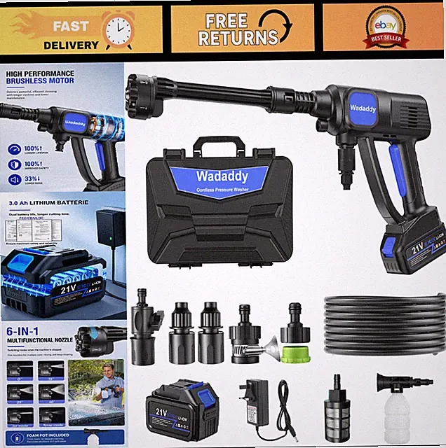 Cordless High-Pressure Washer with Brushless Motor for Cars & Outdoor Cleaning