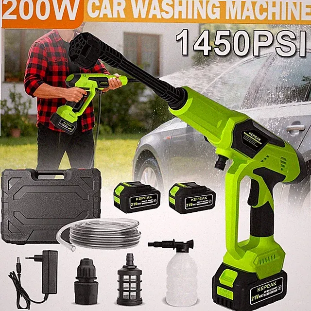 Cordless Portable Car Washer with Batteries Handheld Washer Gun for Garden Patio