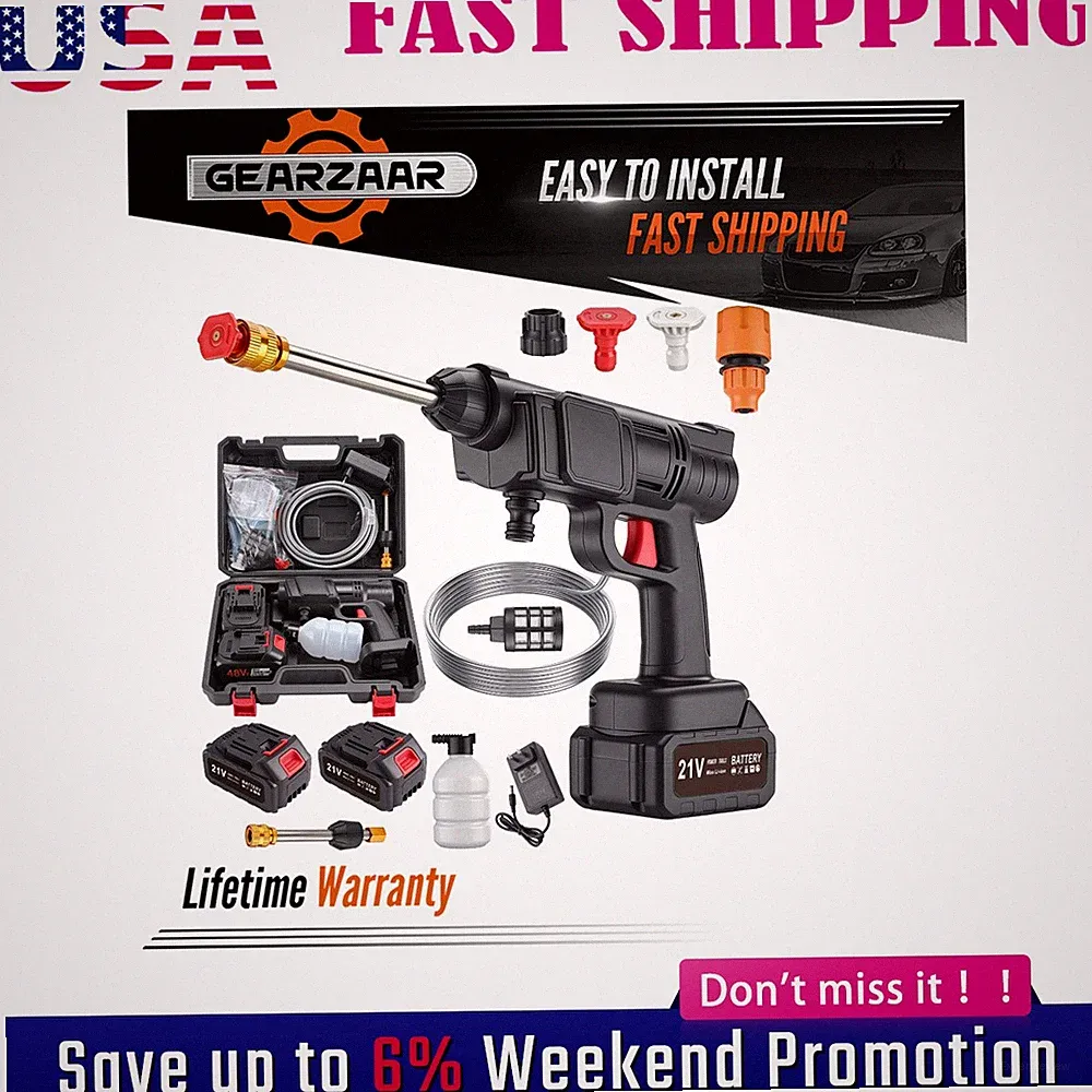 Cordless Portable Electric Pressure Washer – High Power Car Cleaning Gun Tool
