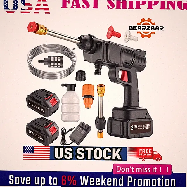 Cordless Portable High Pressure Pressure Water Spray Gun Car Washer Cleaner Tool