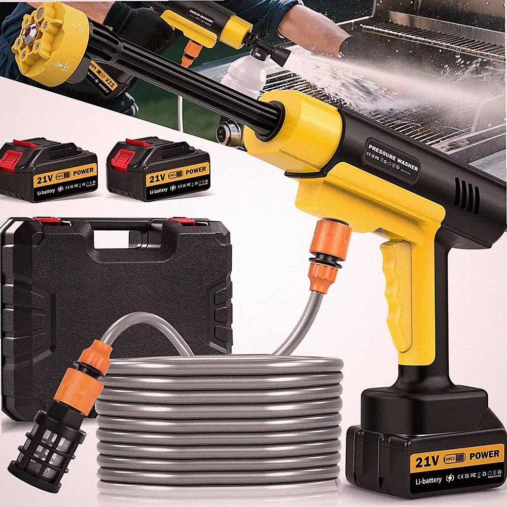 Cordless Portable High Pressure Water Spray Gun Car Washer Cleaner Tool 21V