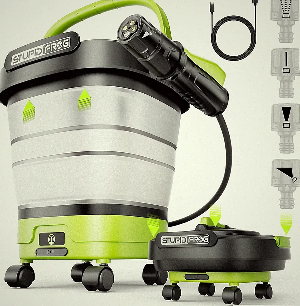 Cordless Portable Pressure Washer, 12L Tank, 4 Nozzles, Battery-Powered Cleaning