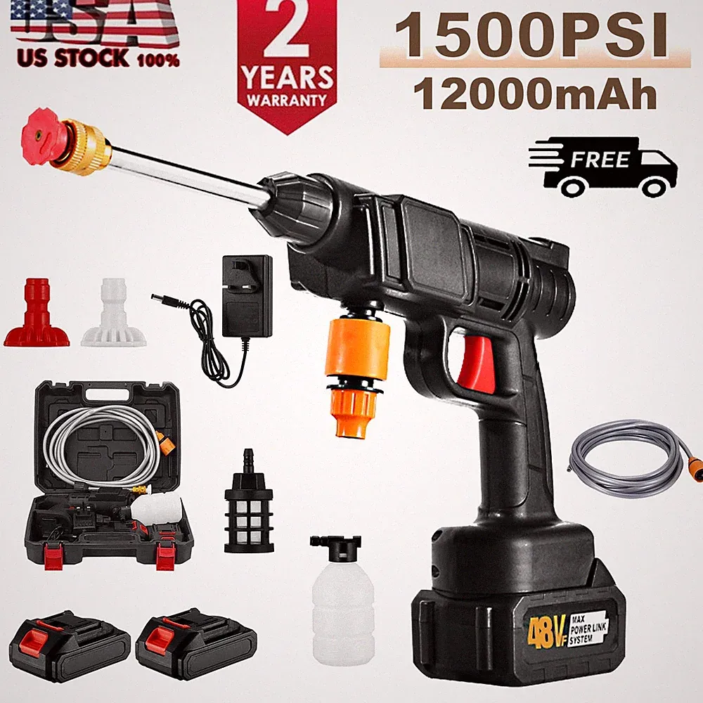 Cordless Portable Pressure Washer 1500PSI Battery Operated Handheld Car Washer