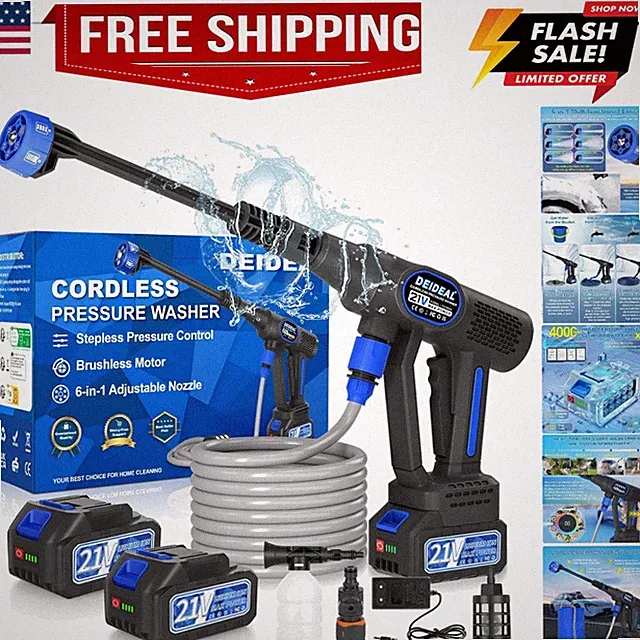 Cordless Portable Washer, 1280 PSI Portable Handheld Washer with Trigger-Cont...
