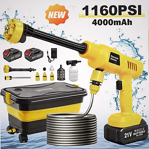 Cordless Pressure Washer 1160PSI Foldable Water Tank 6-in-1 Nozzle Dual Battery