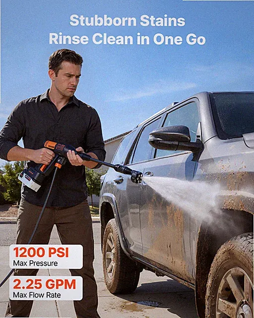 Cordless Pressure Washer 1200 PSI Portable Power Cleaner w/ 2 Batteries