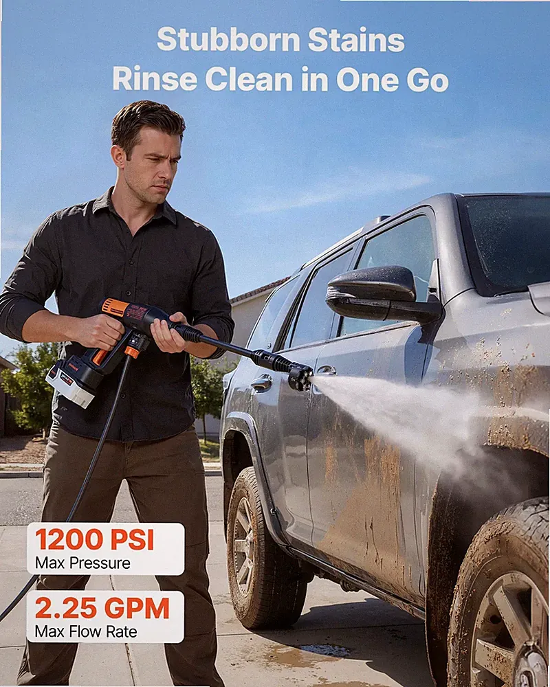 Cordless Pressure Washer, 1200PSI MAX Portable Pressure Washer with Brushless Mo