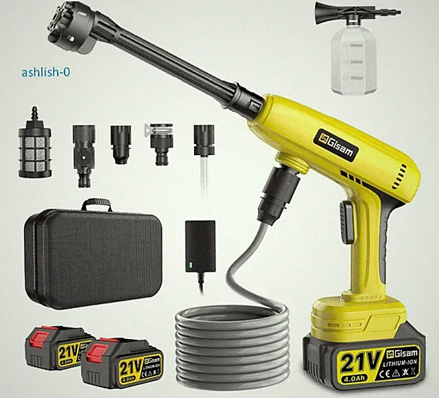 Cordless Pressure Washer 1250 PSI, 2×4.0Ah Batteries, Charger, 6-in-1 Nozzle