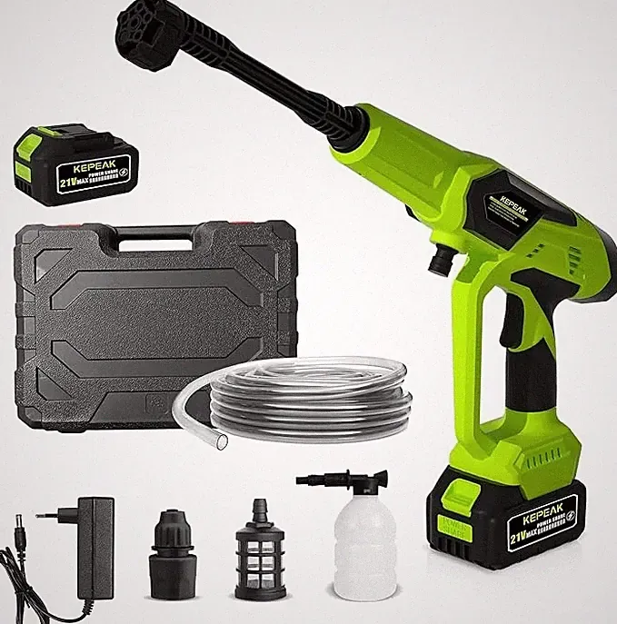 Cordless Pressure Washer 1450PSI Portable Power Washer w/6-in-1 Nozzle for House