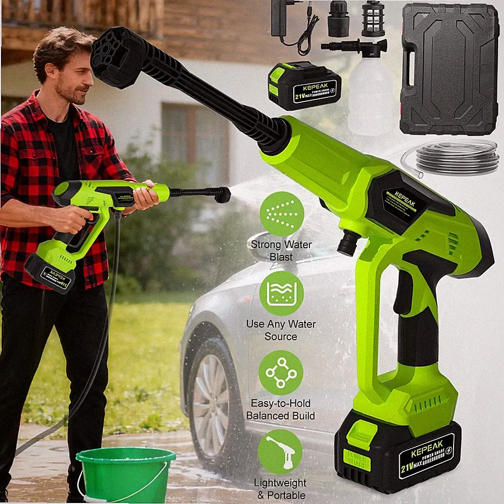 Cordless Pressure Washer, 1450PSI Portable Power Washer with 6-in-1 Nozzle