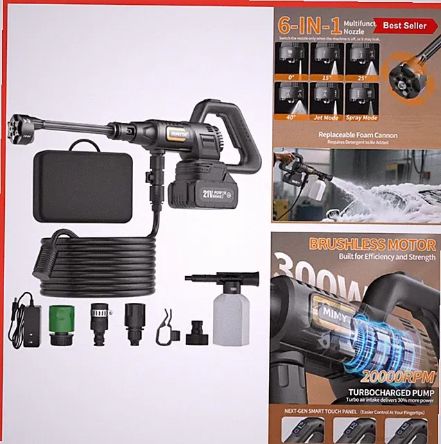 Cordless Pressure Washer 1500 PSI Brushless Battery Powered 21V Car Cleaning