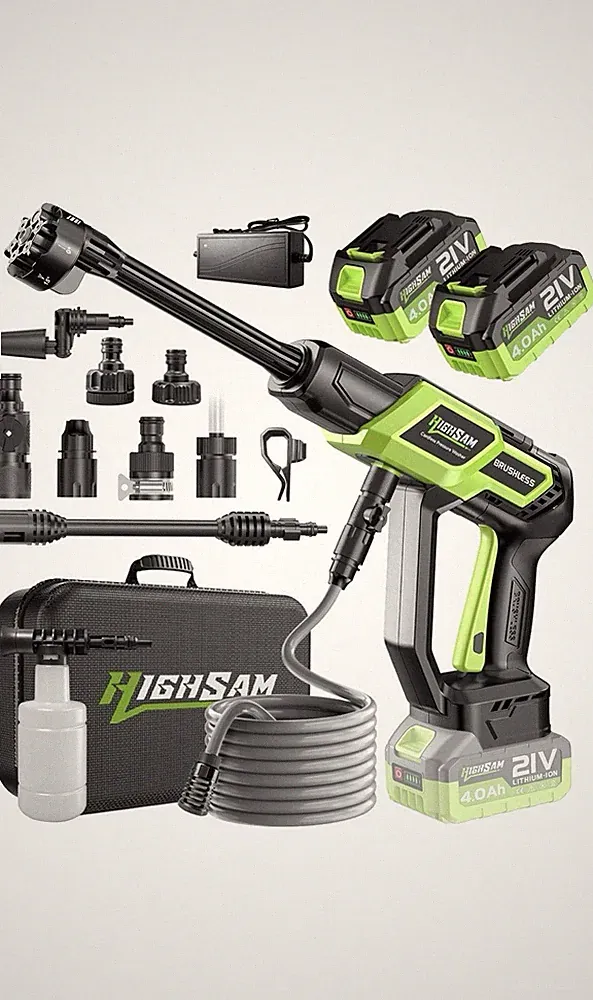Cordless Pressure Washer - 1500PSI 2.6GPM, 400W Brushless Motor, 2X4000Mah Batte