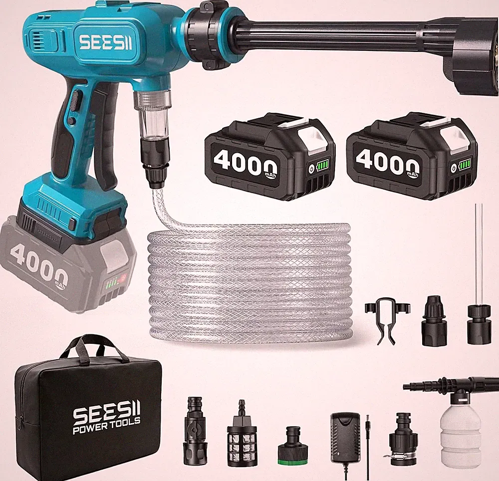 Cordless Pressure Washer 1500PSI Portable Power Washer with 6-in-1 Nozzle